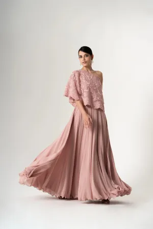 One Shoulder Cape with Skirt