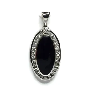 Onyx Oval Inlaid .37Ctw Diamond Pendant