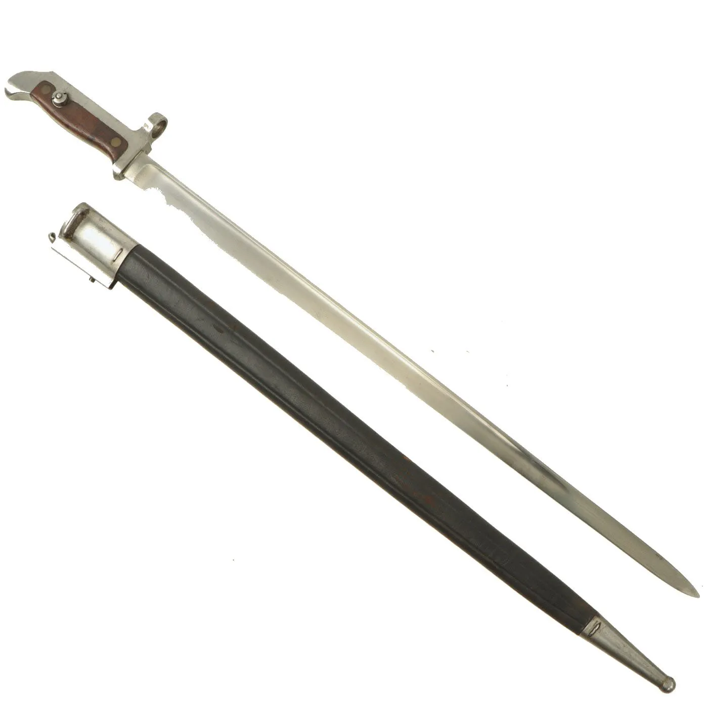 Original Danish Unissued Krag–Jørgensen M1915 T-Back Bayonet for Gevær M/89 Rifle with Scabbard