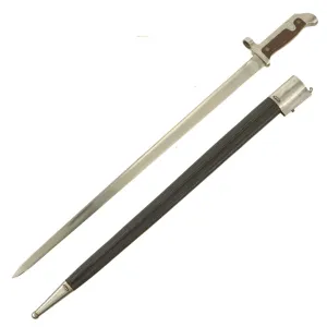 Original Danish Unissued Krag–Jørgensen M1915 T-Back Bayonet for Gevær M/89 Rifle with Scabbard