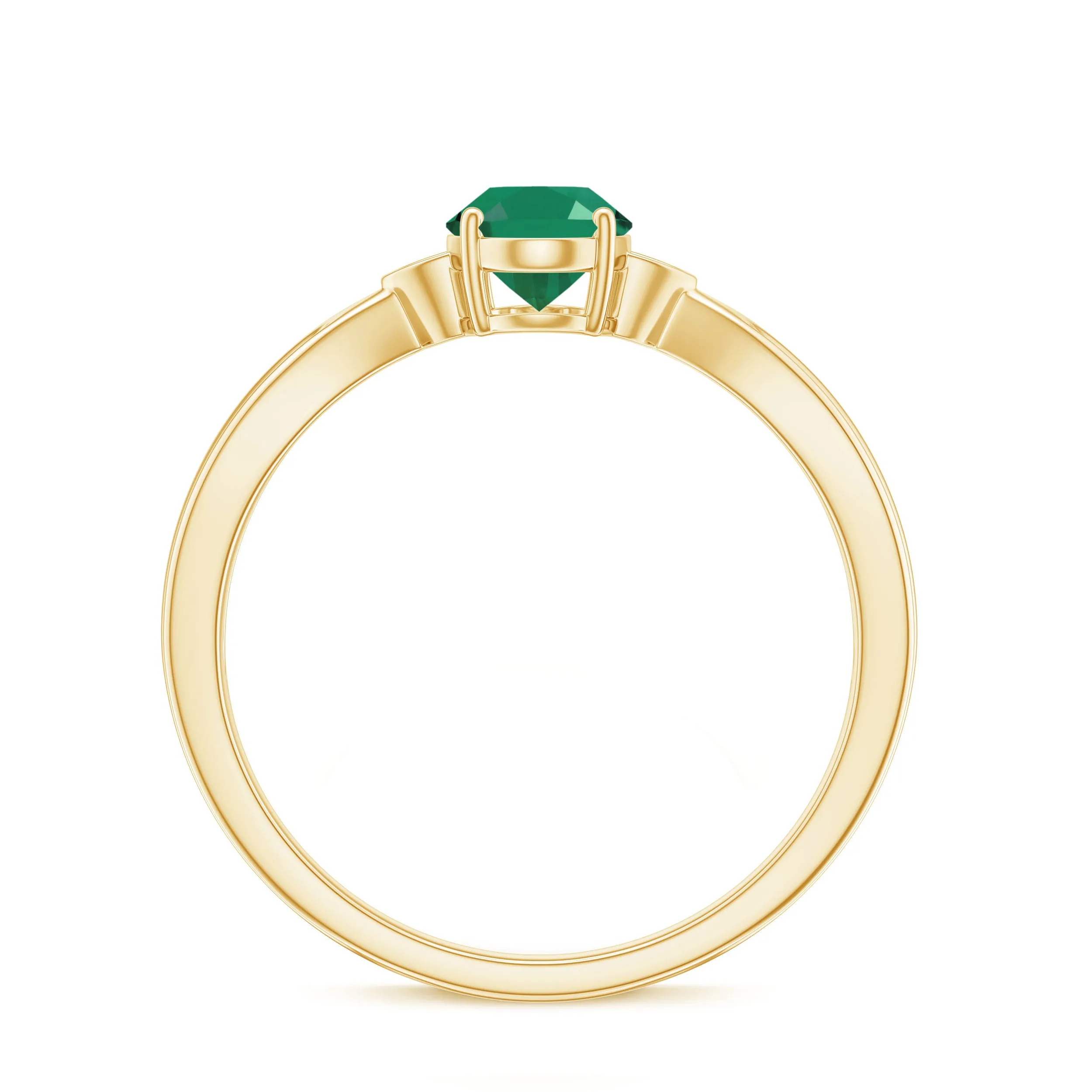 Oval Cut Real Emerald Solitaire Ring with Diamond