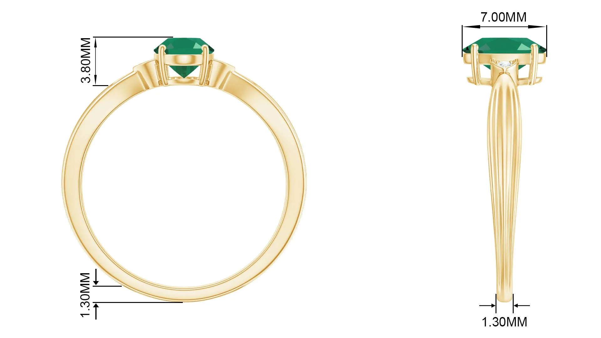 Oval Cut Real Emerald Solitaire Ring with Diamond
