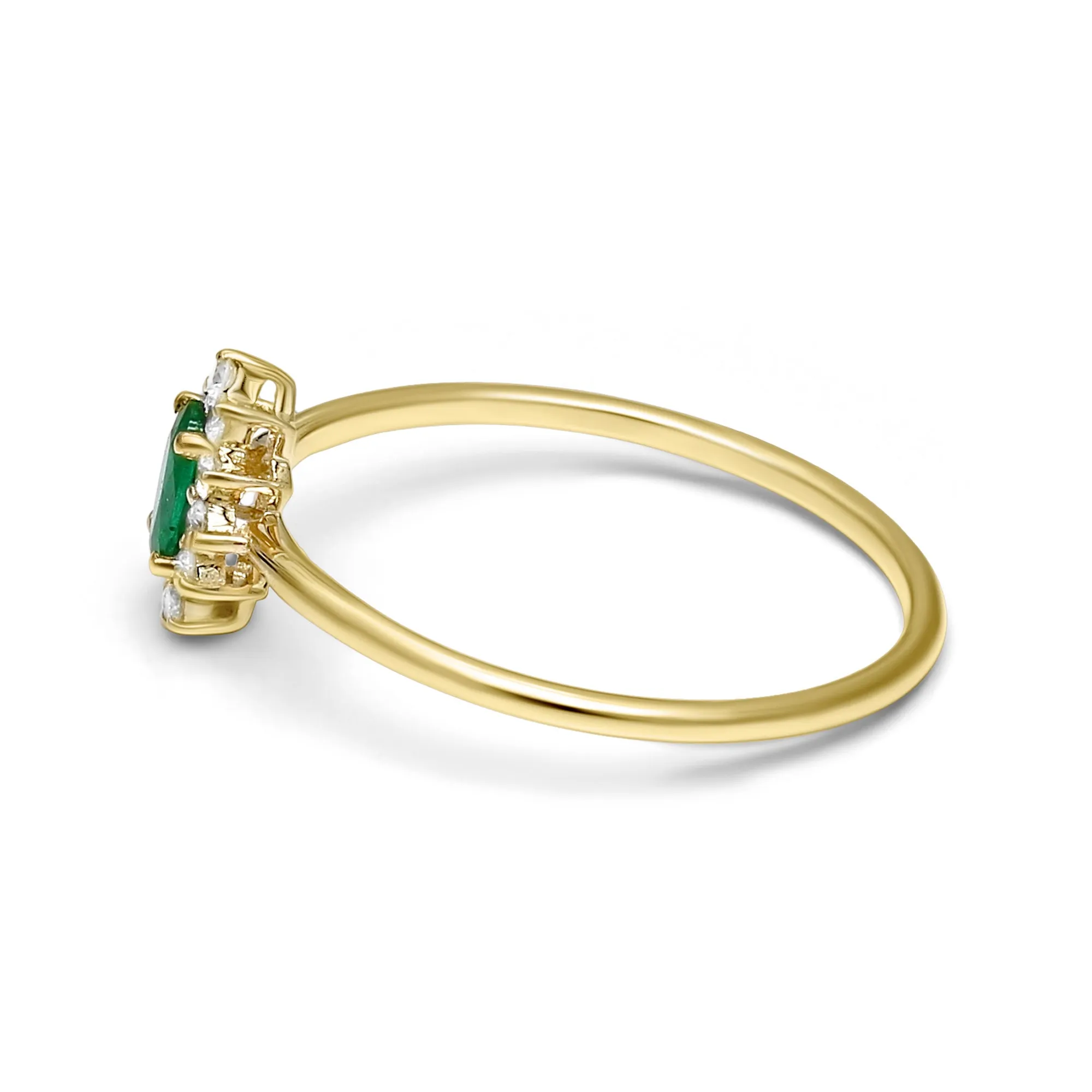 Oval Emerald Halo Ring - 0.35ct TW