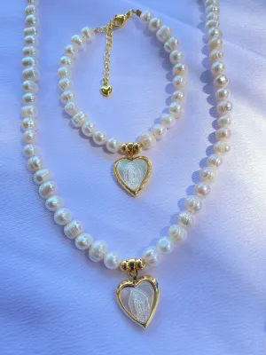 Pearlescent Virgen de Guadalupe Heart Locket Necklace©