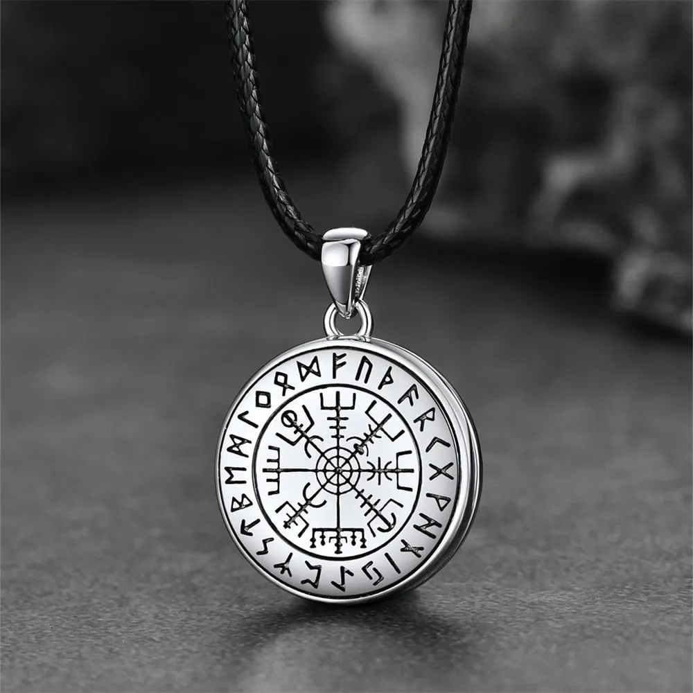 Personalized Photo Locket Necklace with Viking Compass for Men