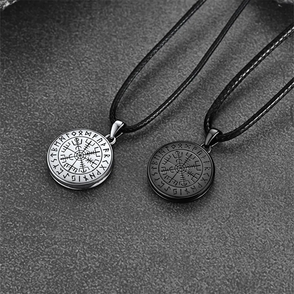 Personalized Photo Locket Necklace with Viking Compass for Men