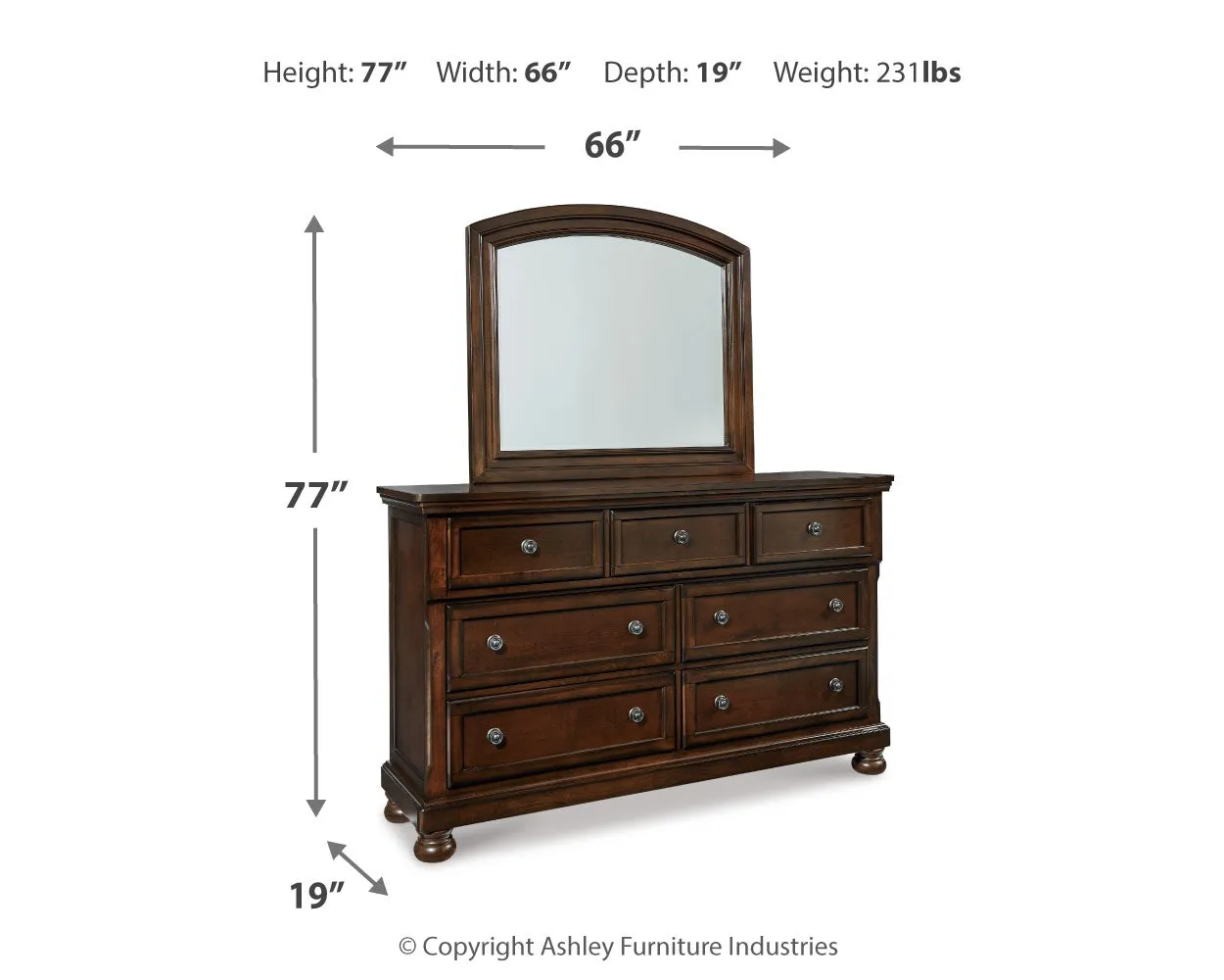 Porter California King Panel Bed with Mirrored Dresser, Chest and 2 Nightstands