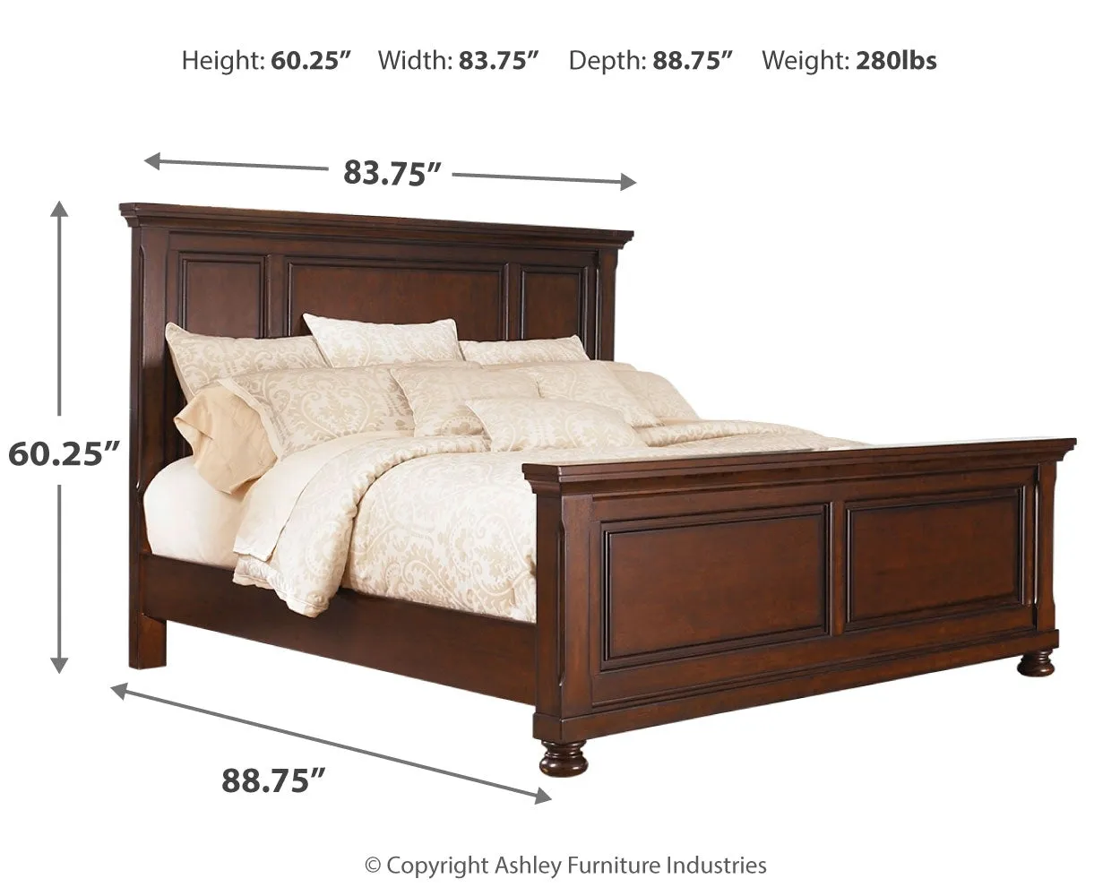 Porter King Panel Bed with Mirrored Dresser, Chest and 2 Nightstands