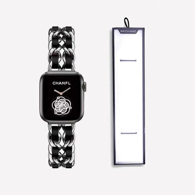 Premium Apple Watch Strap Series 7 6 chain design brand two-tone band