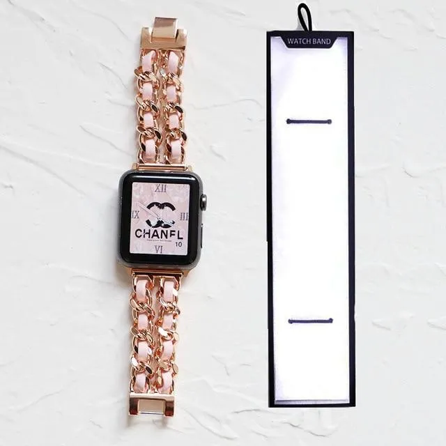 Premium Apple Watch Strap Series 7 6 chain design brand two-tone band