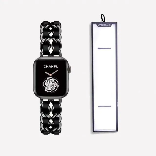 Premium Apple Watch Strap Series 7 6 chain design brand two-tone band