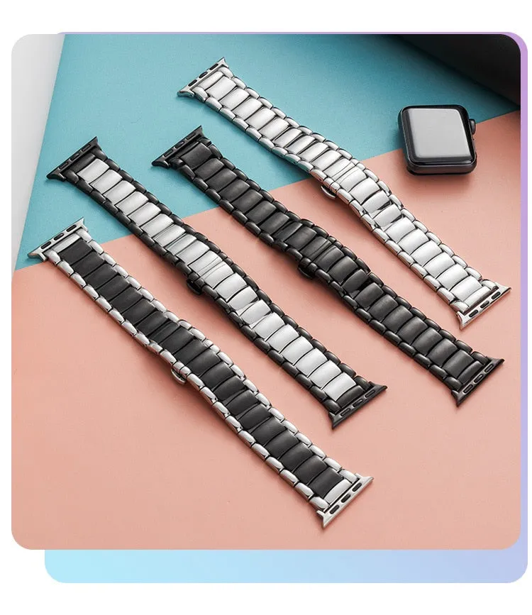 Premium Luxury Steel Strap For Apple Watch Band Series 7 6 5 4 Bracelet iWatch 38/40/41mm 42/44/45mm Metal Business Wristband |Watchbands|