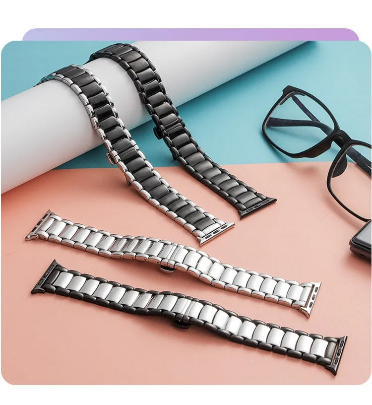Premium Luxury Steel Strap For Apple Watch Band Series 7 6 5 4 Bracelet iWatch 38/40/41mm 42/44/45mm Metal Business Wristband |Watchbands|