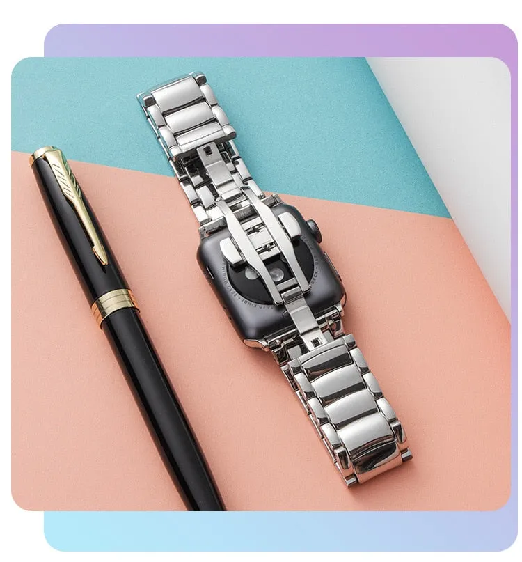 Premium Luxury Steel Strap For Apple Watch Band Series 7 6 5 4 Bracelet iWatch 38/40/41mm 42/44/45mm Metal Business Wristband |Watchbands|