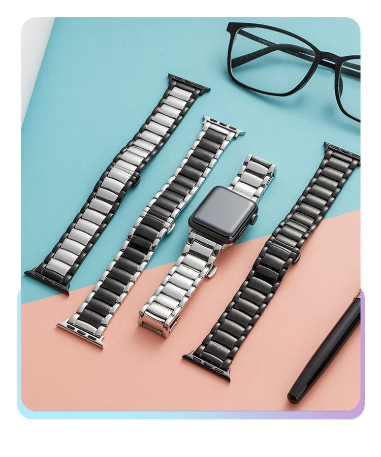 Premium Luxury Steel Strap For Apple Watch Band Series 7 6 5 4 Bracelet iWatch 38/40/41mm 42/44/45mm Metal Business Wristband |Watchbands|