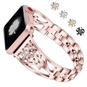 Premium Steel Strap For Apple Series 7 6 5 4 High-Quality Metal Flower