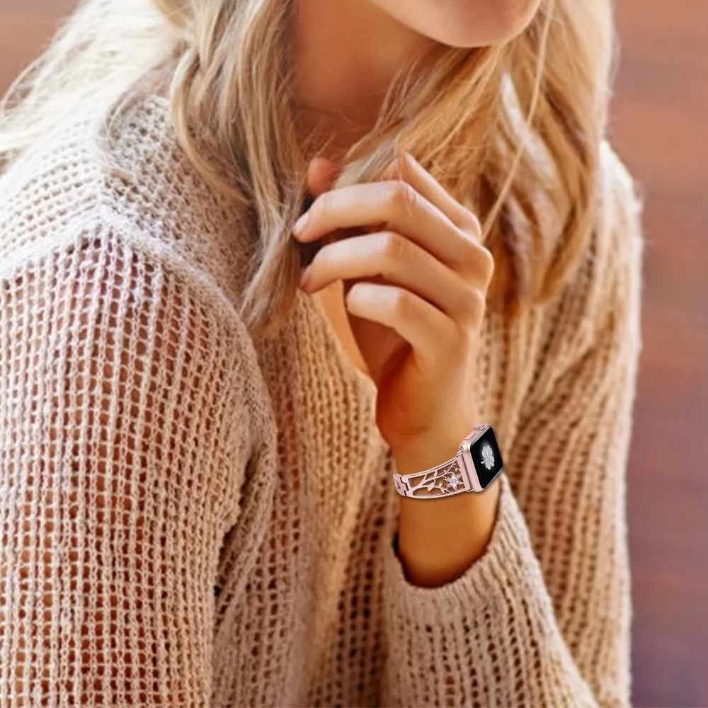 Premium Steel Strap For Apple Series 7 6 5 4 High-Quality Metal Flower
