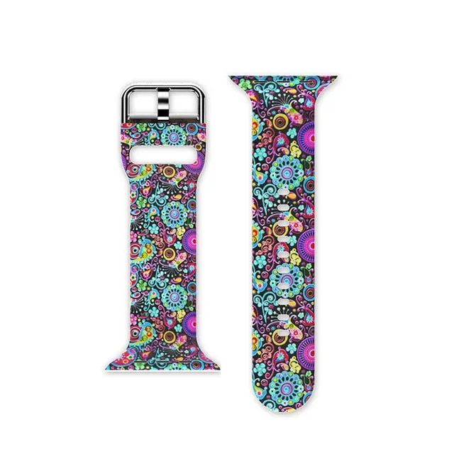 Protector Case Printed Pattern Strap For Apple Watch Band Series 6 5 4 Silicon Wristband iWatch  38mm 40mm 42mm 44mm Bracelet |Watchbands|