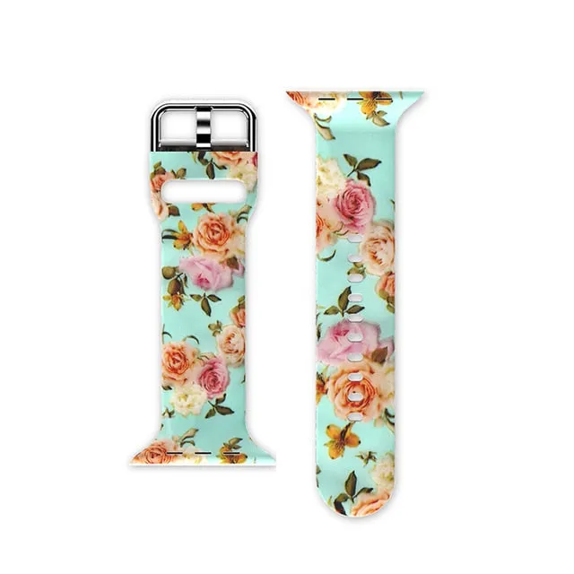Protector Case Printed Pattern Strap For Apple Watch Band Series 6 5 4 Silicon Wristband iWatch  38mm 40mm 42mm 44mm Bracelet |Watchbands|