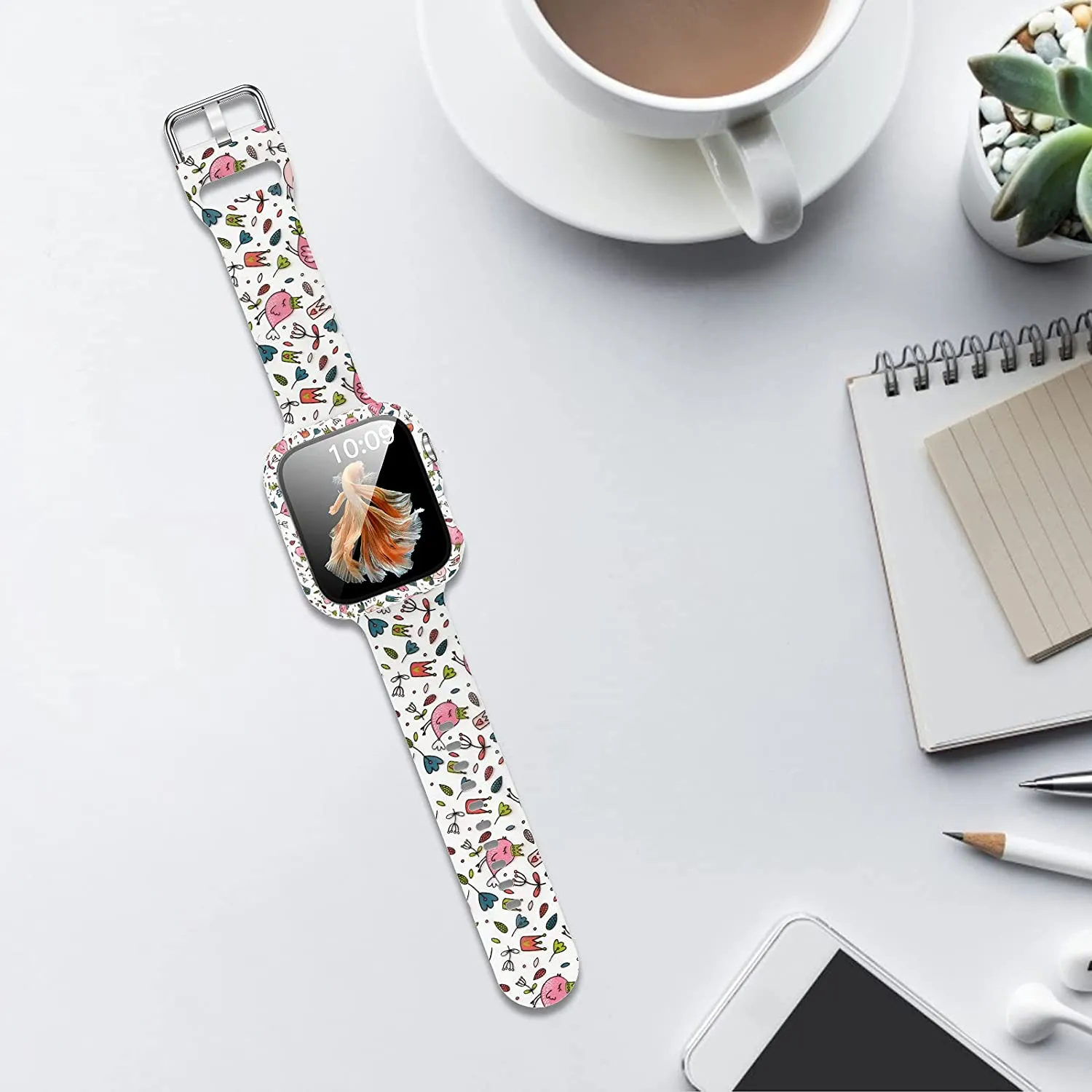 Protector Case Printed Pattern Strap For Apple Watch Band Series 6 5 4 Silicon Wristband iWatch  38mm 40mm 42mm 44mm Bracelet |Watchbands|