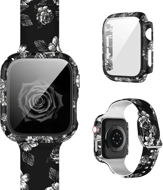 Protector Case Printed Pattern Strap For Apple Watch Band Series 6 5 4 Silicon Wristband iWatch  38mm 40mm 42mm 44mm Bracelet |Watchbands|