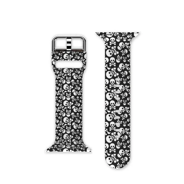 Protector Case Printed Pattern Strap For Apple Watch Band Series 6 5 4 Silicon Wristband iWatch  38mm 40mm 42mm 44mm Bracelet |Watchbands|