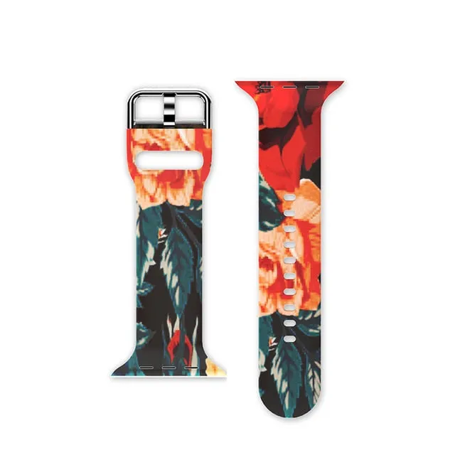 Protector Case Printed Pattern Strap For Apple Watch Band Series 6 5 4 Silicon Wristband iWatch  38mm 40mm 42mm 44mm Bracelet |Watchbands|