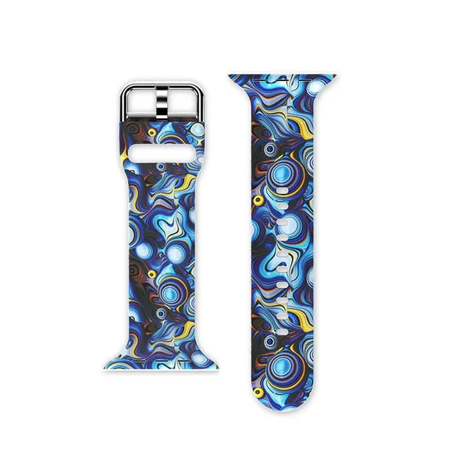 Protector Case Printed Pattern Strap For Apple Watch Band Series 6 5 4 Silicon Wristband iWatch  38mm 40mm 42mm 44mm Bracelet |Watchbands|