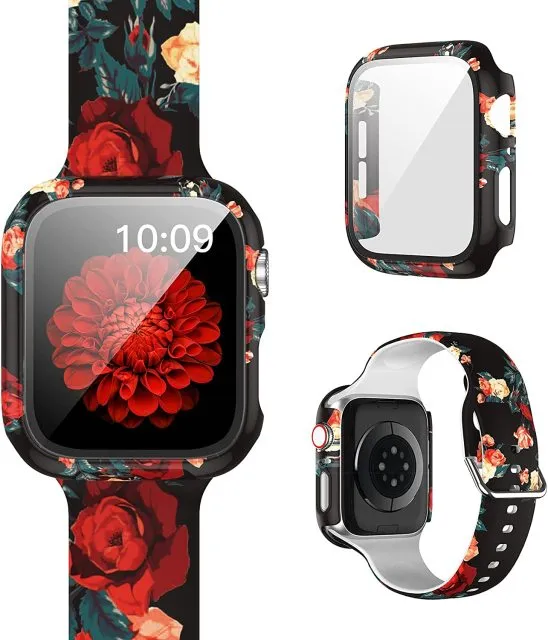 Protector Case Printed Pattern Strap For Apple Watch Band Series 6 5 4 Silicon Wristband iWatch  38mm 40mm 42mm 44mm Bracelet |Watchbands|