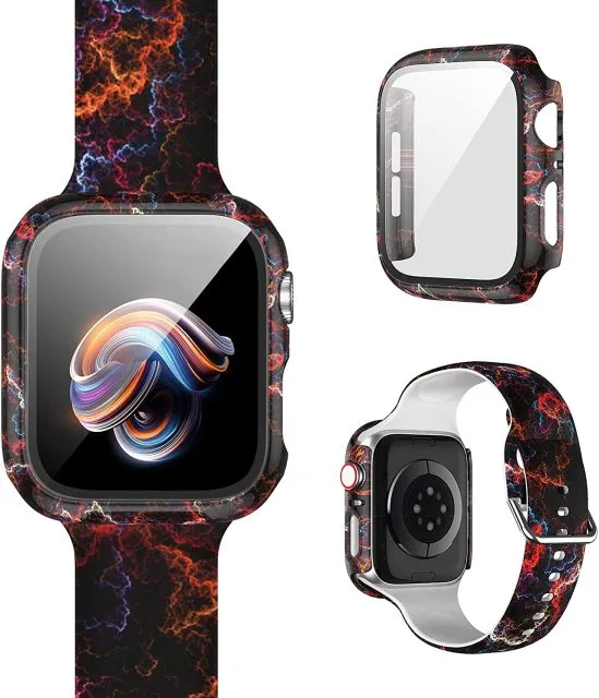 Protector Case Printed Pattern Strap For Apple Watch Band Series 6 5 4 Silicon Wristband iWatch  38mm 40mm 42mm 44mm Bracelet |Watchbands|