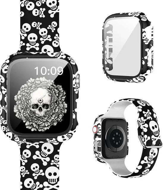 Protector Case Printed Pattern Strap For Apple Watch Band Series 6 5 4 Silicon Wristband iWatch  38mm 40mm 42mm 44mm Bracelet |Watchbands|