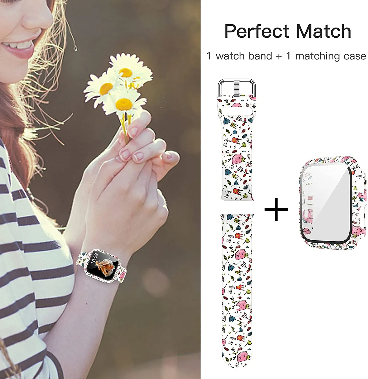 Protector Case Printed Pattern Strap For Apple Watch Band Series 6 5 4 Silicon Wristband iWatch  38mm 40mm 42mm 44mm Bracelet |Watchbands|