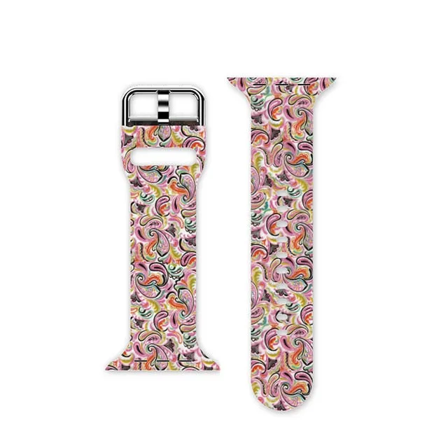 Protector Case Printed Pattern Strap For Apple Watch Band Series 6 5 4 Silicon Wristband iWatch  38mm 40mm 42mm 44mm Bracelet |Watchbands|