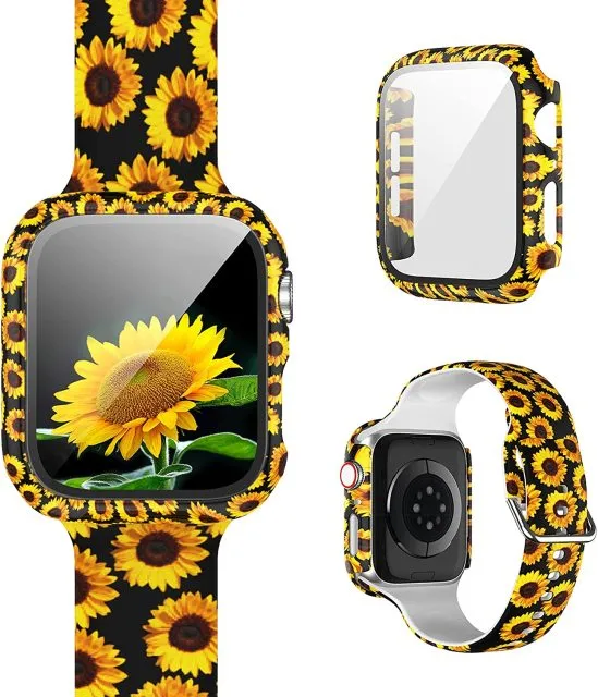 Protector Case Printed Pattern Strap For Apple Watch Band Series 6 5 4 Silicon Wristband iWatch  38mm 40mm 42mm 44mm Bracelet |Watchbands|