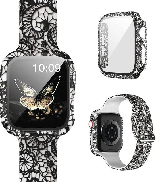 Protector Case Printed Pattern Strap For Apple Watch Band Series 6 5 4 Silicon Wristband iWatch  38mm 40mm 42mm 44mm Bracelet |Watchbands|