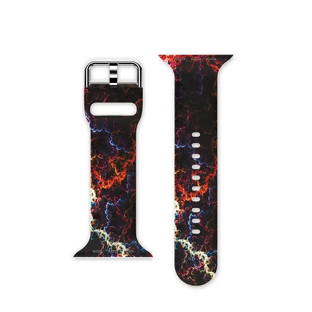 Protector Case Printed Pattern Strap For Apple Watch Band Series 6 5 4 Silicon Wristband iWatch  38mm 40mm 42mm 44mm Bracelet |Watchbands|