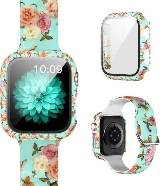 Protector Case Printed Pattern Strap For Apple Watch Band Series 6 5 4 Silicon Wristband iWatch  38mm 40mm 42mm 44mm Bracelet |Watchbands|