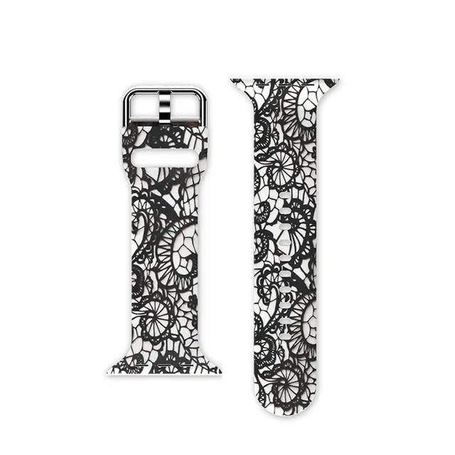 Protector Case Printed Pattern Strap For Apple Watch Band Series 6 5 4 Silicon Wristband iWatch  38mm 40mm 42mm 44mm Bracelet |Watchbands|