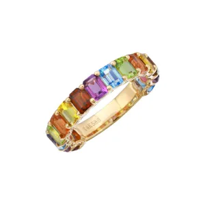 RAINBOW EMERALD CUT 3/4 BAND