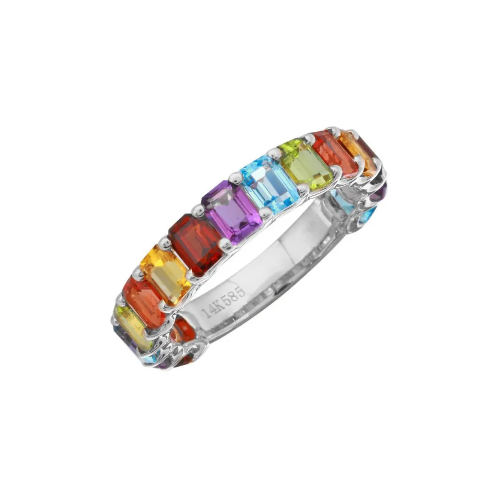 RAINBOW EMERALD CUT 3/4 BAND