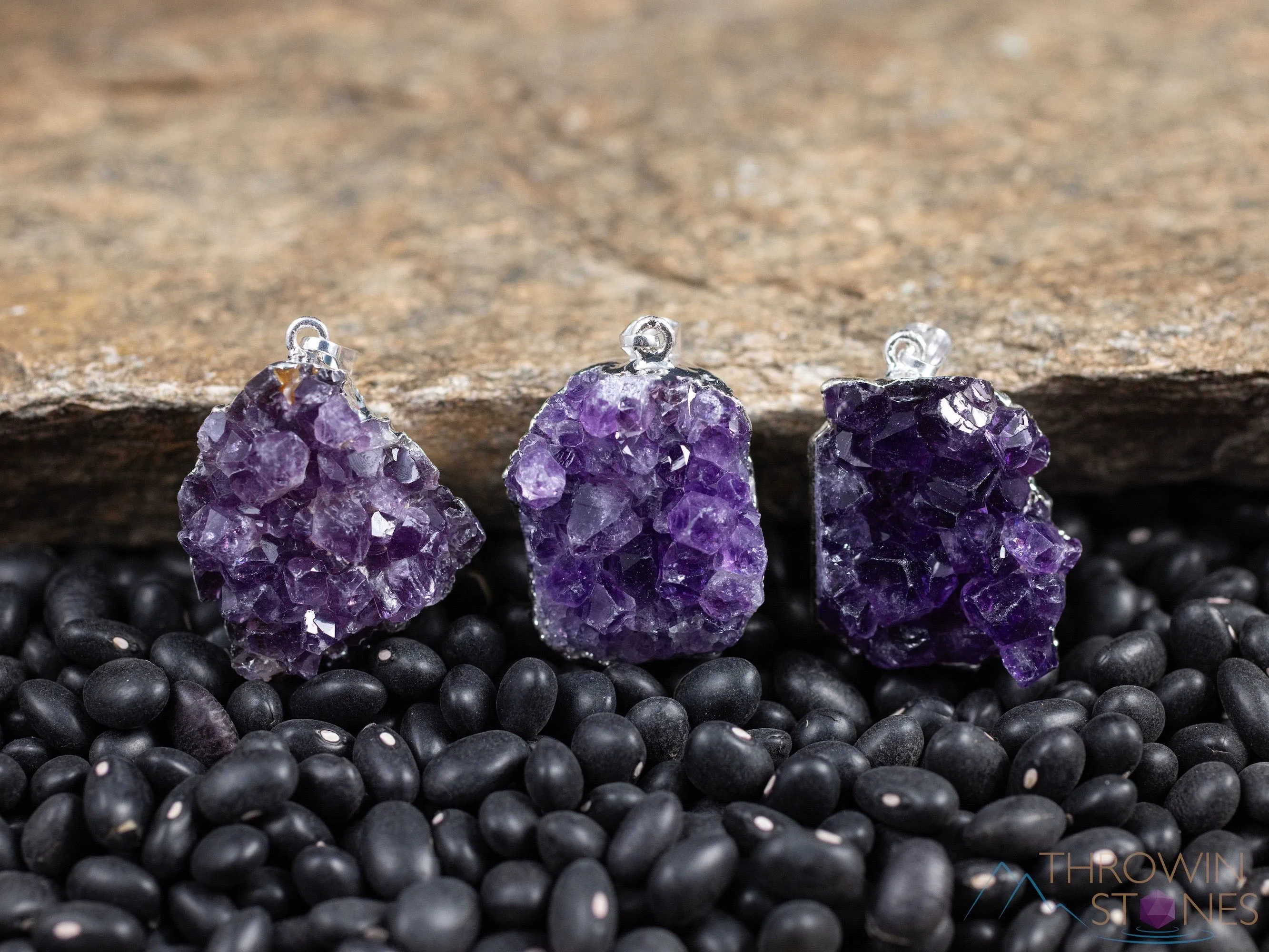Raw AMETHYST Druzy Crystal Pendant - Birthstone Gemstone Handmade Jewelry, Healing Crystals and Stones, Gift for Her,  E0280