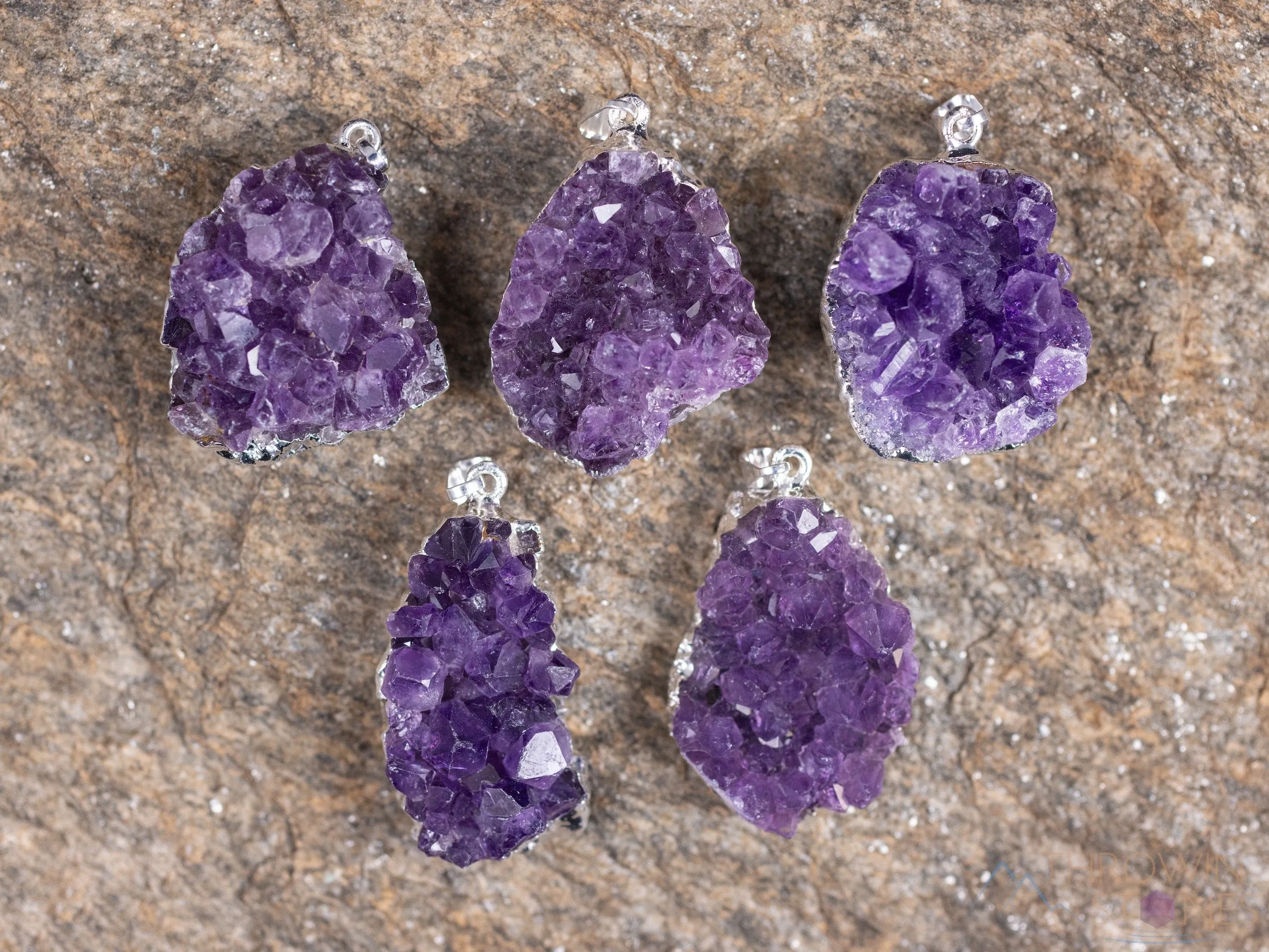 Raw AMETHYST Druzy Crystal Pendant - Birthstone Gemstone Handmade Jewelry, Healing Crystals and Stones, Gift for Her,  E0280