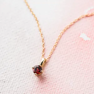 Red Garnet Prong-Set Necklace in 14k Gold