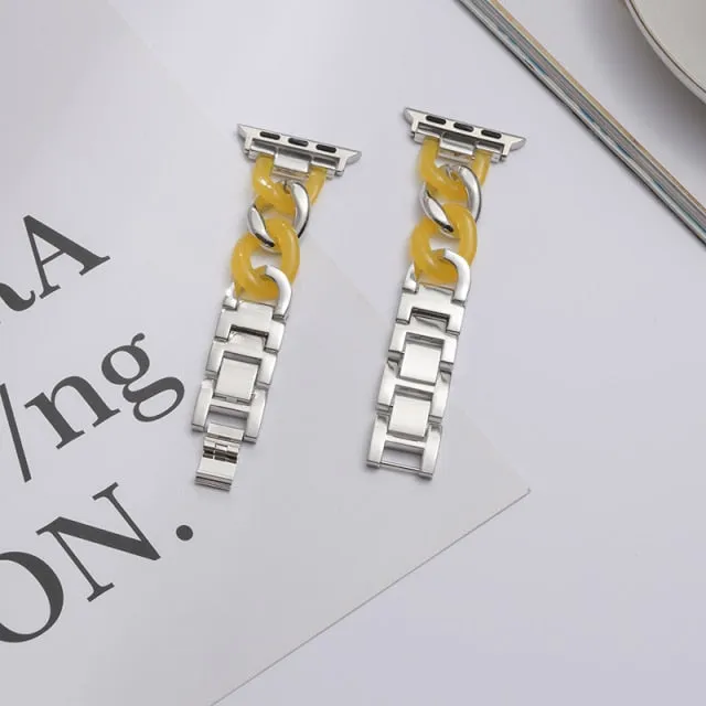 Resin High-Quality Steel Strap for Apple Series 7 6 5 4 Luxury Correa