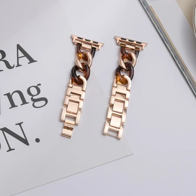 Resin High-Quality Steel Strap for Apple Series 7 6 5 4 Luxury Correa