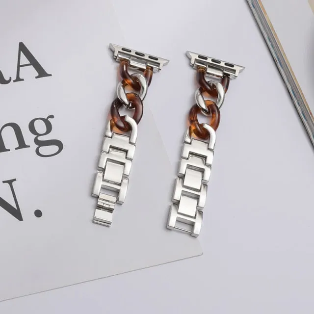 Resin High-Quality Steel Strap for Apple Series 7 6 5 4 Luxury Correa