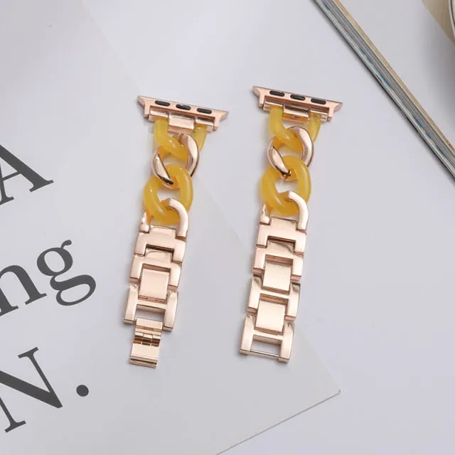 Resin High-Quality Steel Strap for Apple Series 7 6 5 4 Luxury Correa