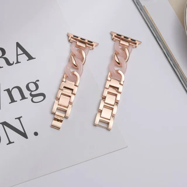 Resin High-Quality Steel Strap for Apple Series 7 6 5 4 Luxury Correa