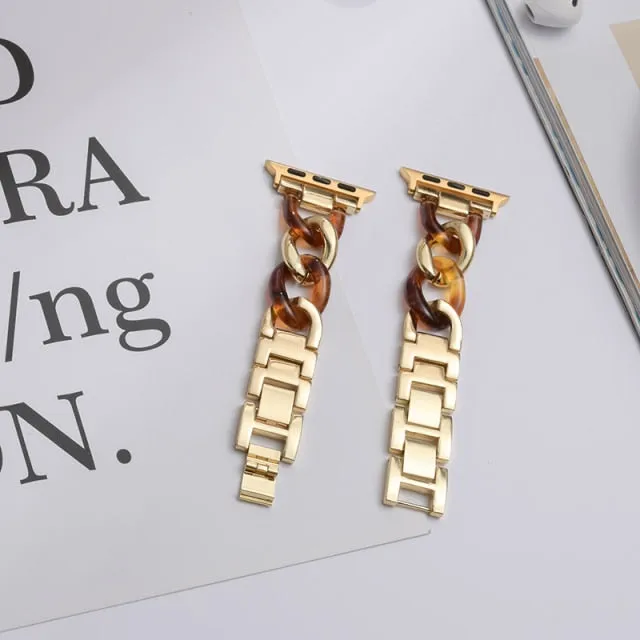 Resin High-Quality Steel Strap for Apple Series 7 6 5 4 Luxury Correa