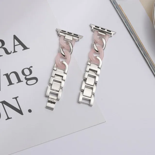Resin High-Quality Steel Strap for Apple Series 7 6 5 4 Luxury Correa